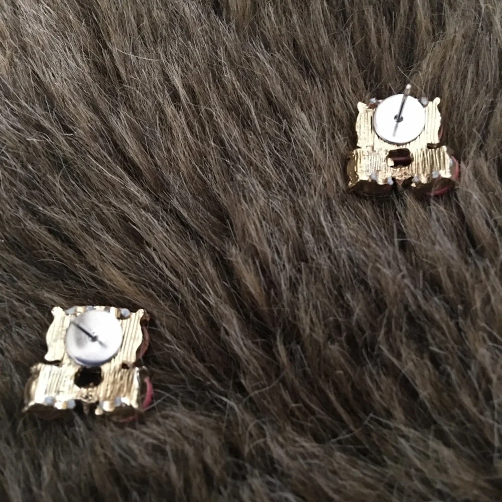 Vintage repurpose cabochon glass pierced earrings